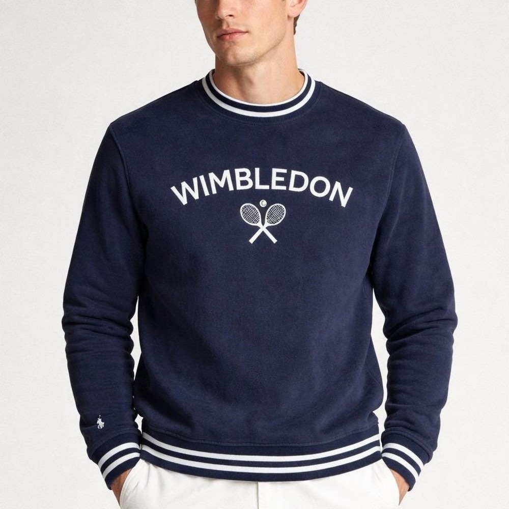 Polo Ralph Lauren Wimbledon Terry Sweatshirt Men XL Navy Tennis Embroidered Pony